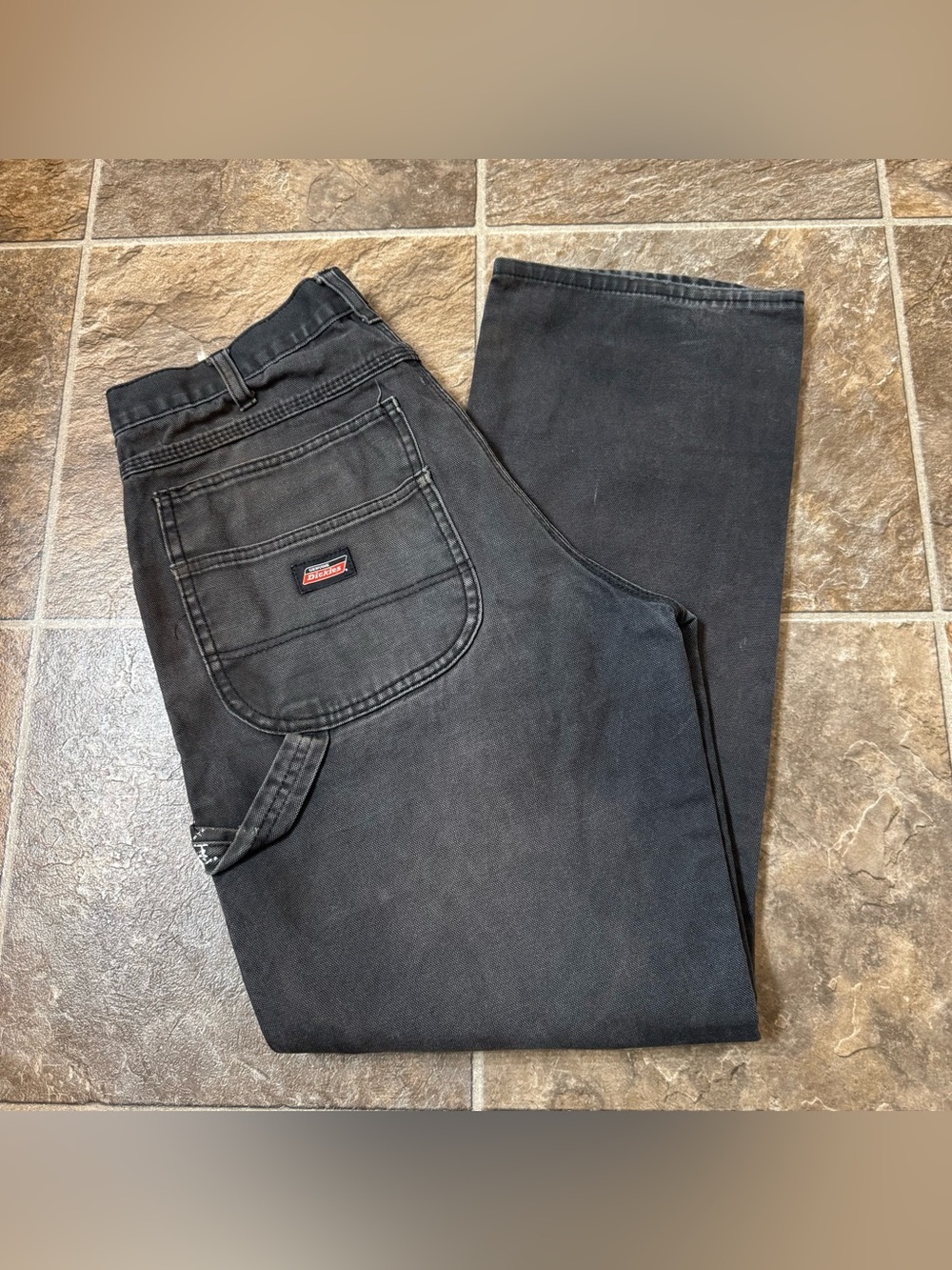 Vintage Faded Genuine Dickies Black Double Knee Carpenter Pants Faded Tag